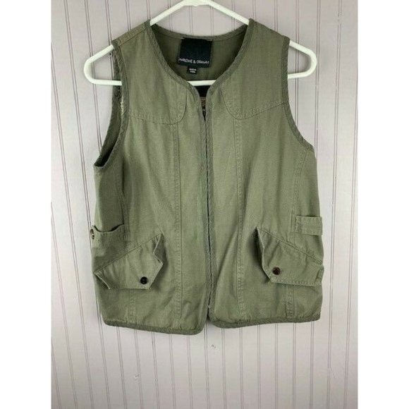 Harlowe & Graham Size Small Olive Green Womens Vest Full Zip Pockets Kni… - Picture 1 of 3
